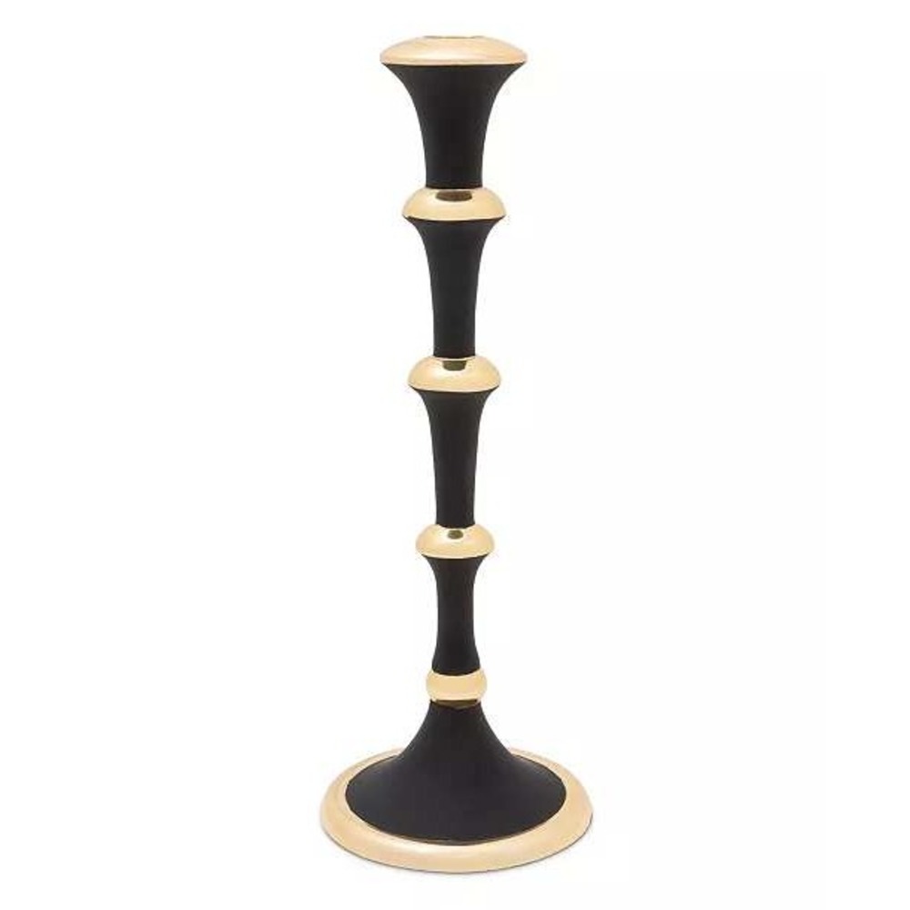 Classic Touch Relic Taper Candle Holder Black Gold Stainless Steel CH2250 10.25"